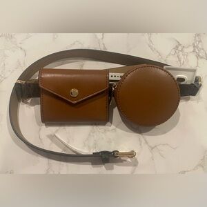 MICHAEL KORS MK LOGO BELT WITH 2 COIN POUCHES - BROWN NWT